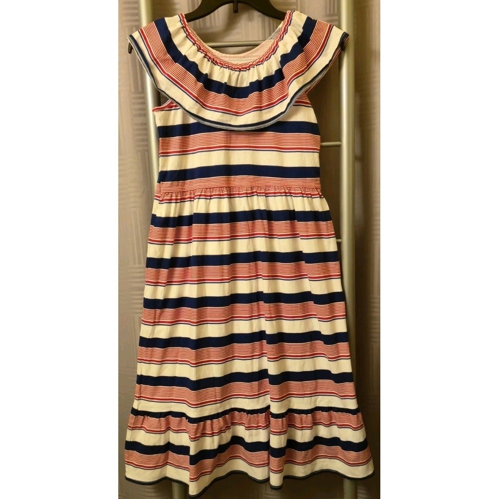 OshKosh B'Gosh Girls Dress Size 12 Patriotic Summer Striped 100% Cotton Sundress